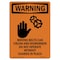 Signmission OSHA WARNING Sign, Moving Belts Can Crush W/ Symbol, 14in X 10in Decal, 10" W, 14" L, Portrait OS-WS-D-1014-V-13333 - alternate 1